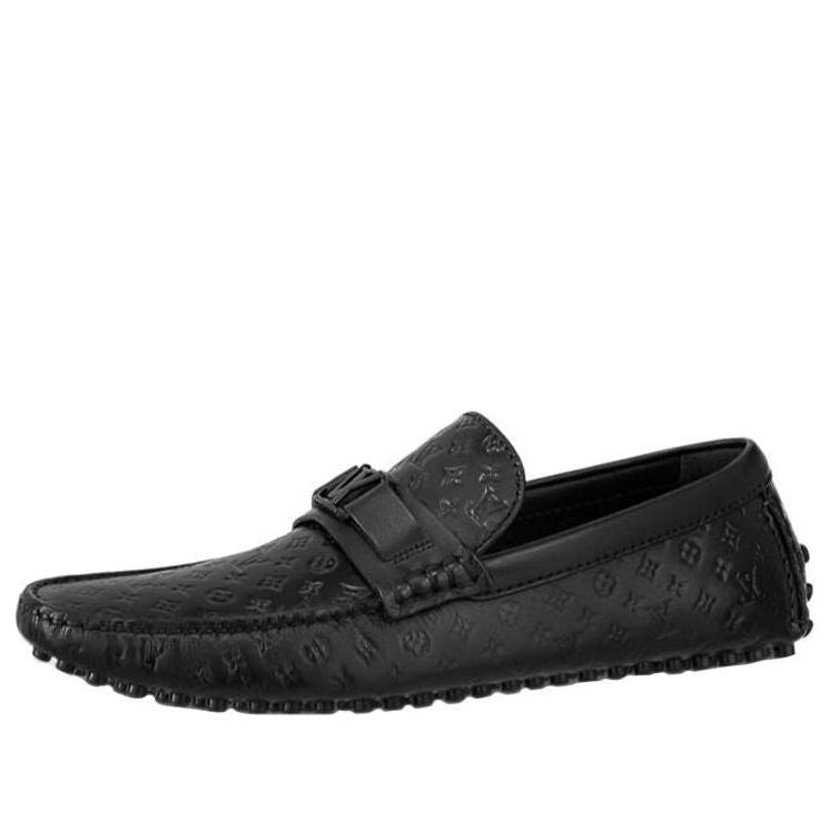 LOUIS VUITTON Hockenheim Moccasin Shoes 'Black Minimonogram' 1ABM4R #
