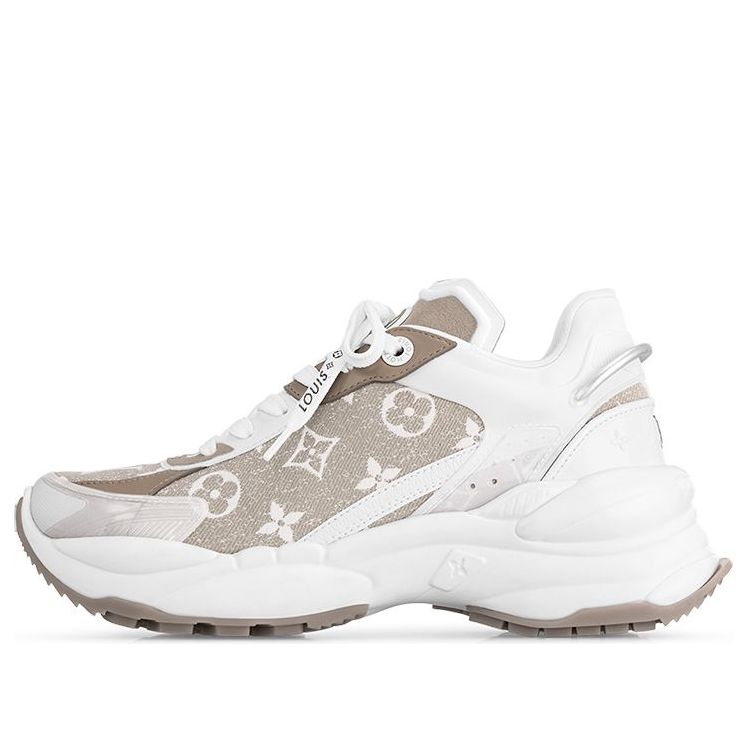 (WMNS) LOUIS VUITTON Run 55 Sneakers 'Beige Monogram with Brown White' 1AC28C #