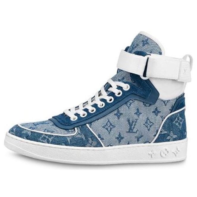 (WMNS) LOUIS VUITTON LV Boombox Monogram High-Top Sneakers Denim-Blue 1A8E3C #