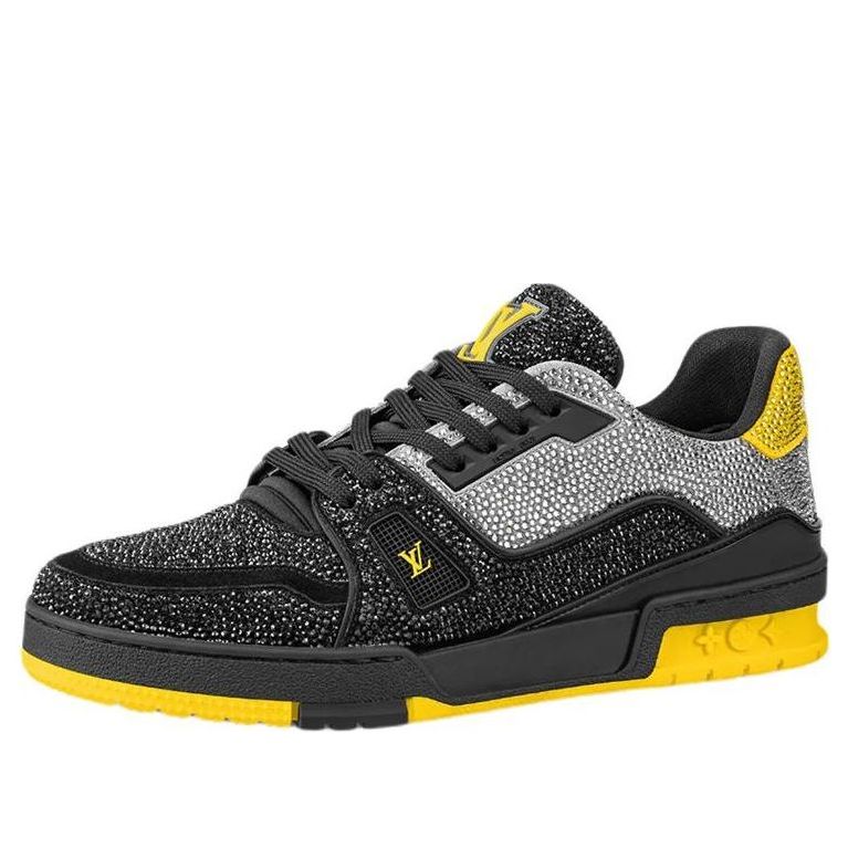 LOUIS VUITTON LV Trainers 'Black Grey Yellow Crystals' 1A9JXJ #